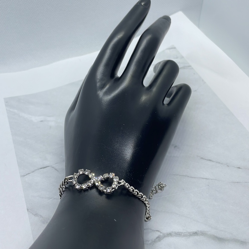 Infinity Rhinestone Silver Bracelet - Picture 8 of 9